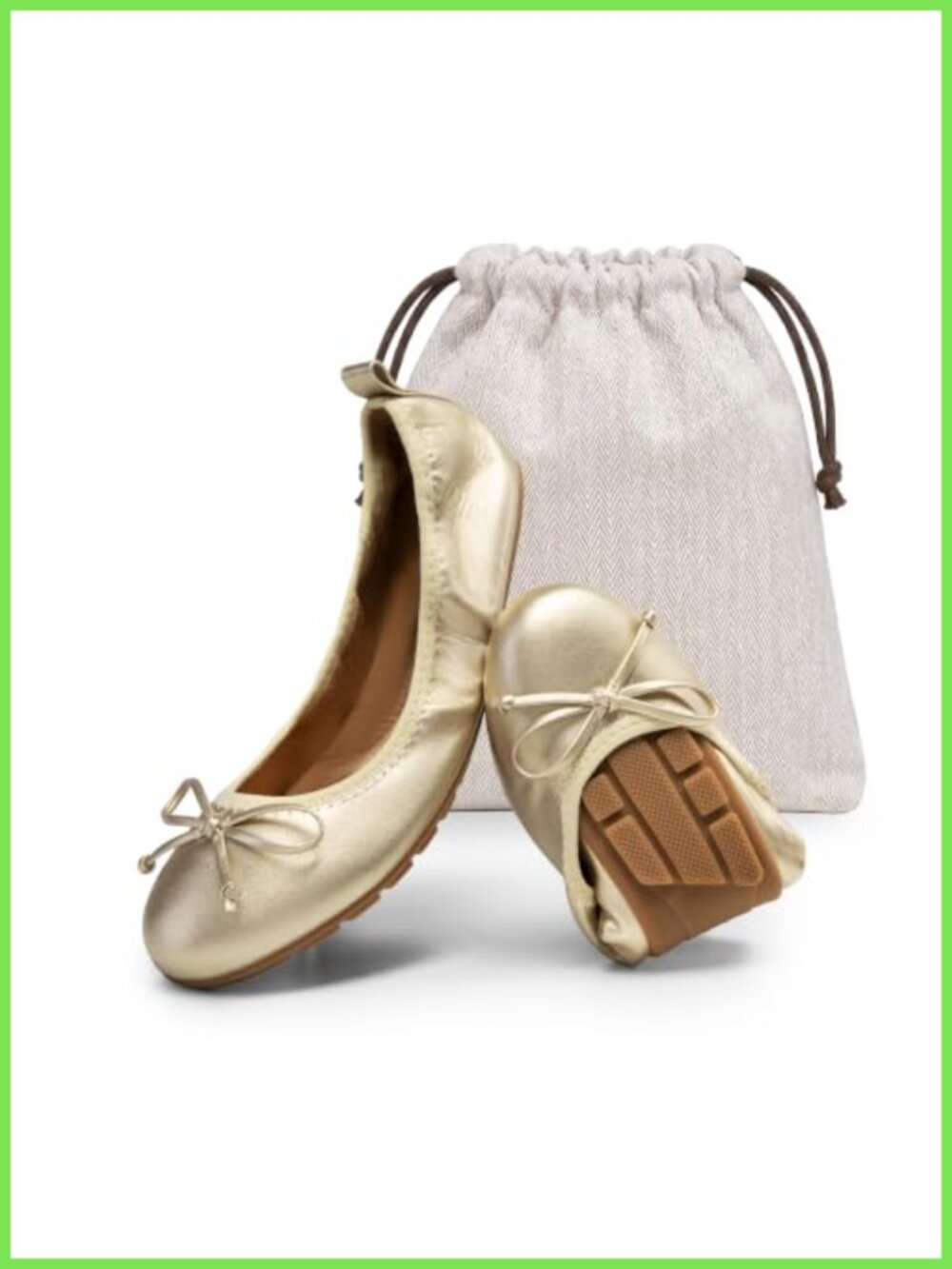 Foldable Bowknot Ballet Flats Water Repellent Cushioned Insole